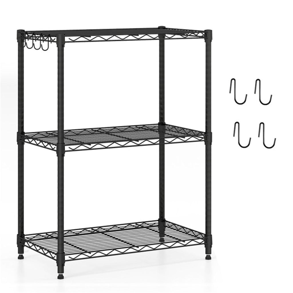 3-Tier Industrial Bookshelf with Anti-Falling Guardrails, 33 LBS Per Shelf Storage Organizer - Black