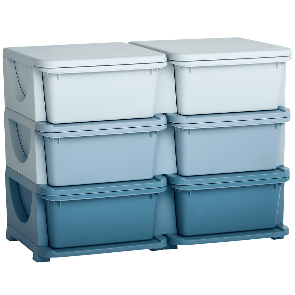 3 Tier Kids Storage Organizer with 6 Drawers for Bedroom, Nursery, Kindergarten, Living Room, Boys and Girls, Blue