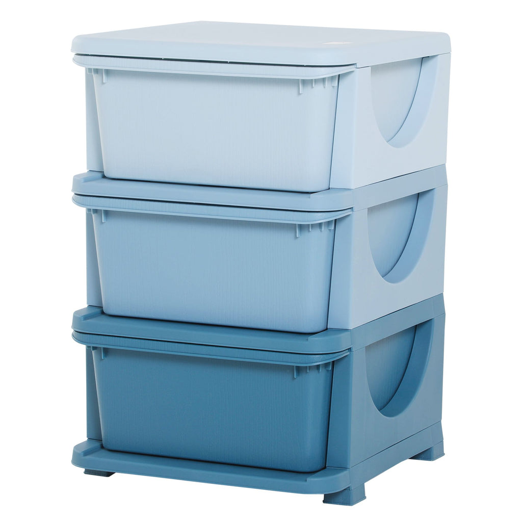 3 Tier Kids Toy Storage Organizer with Drawers, Blue, Chest for Bedroom, Kindergarten, Living Room, for Boys and Girls