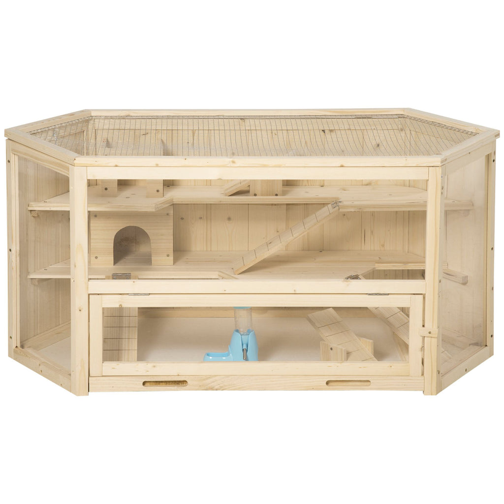 3 Tier Large Wooden Hamster Cage with Slide Activity Center Ladder Feeding Bowl