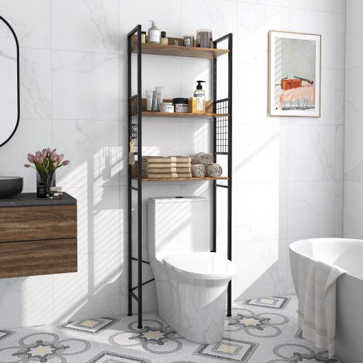 3-Tier Over-the-Toilet Storage Rack with 3 Hooks
