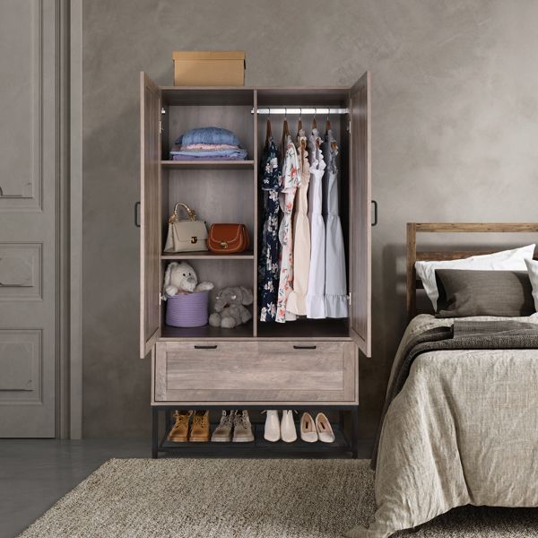 3-Tier Rolling Cart with Peg board Hooks Baskets White