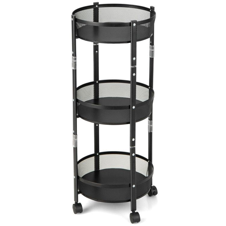 3-Tier Rotating 1-Second folding Storage Rack Metal