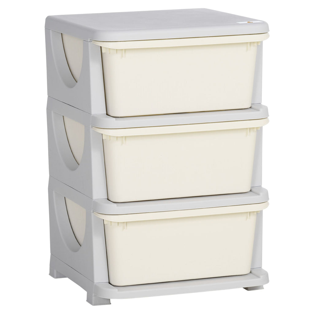 3-Tier Toy Storage Organizer, Spacious Drawers Chest for Bedroom, Nursery, Living Room, Durable for Toddlers, Cream White