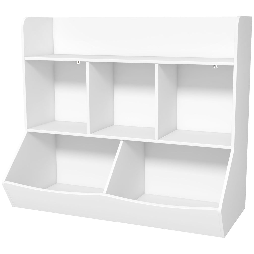 3 Tier White Kids Toy Storage, 6 Compartment Organizer with Anti-Tip Device for Nursery, Playroom, Classroom