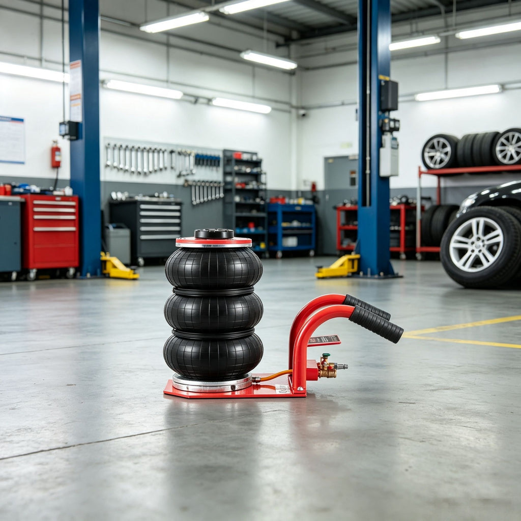3 Ton/6600 lbs Triple Bag Air Jack with Six Steel Pipes, 17.7" Fast Lifting Pneumatic Jack with Side Handles, 3-5s Lift, Red, for Car & Garage Repair