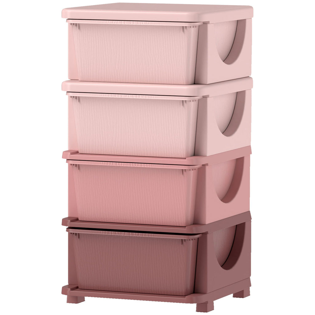 30" 4 Tier Kids Storage Unit Dresser Tower w/ 4 Drawers, Pink