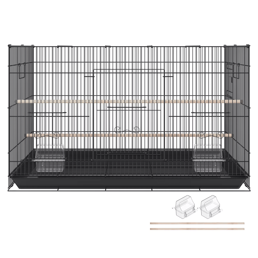 30" Bird Enclosure, Durable Metal Cage for Small Parrots, Budgies, Lovebirds, and Canaries, Includes Mobile Stand and Tray (Shipment from Walmart)