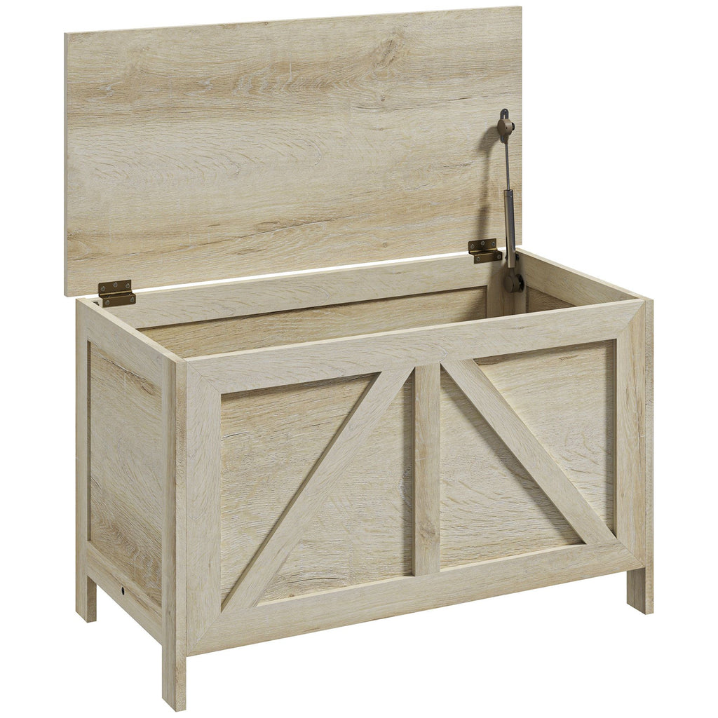 30 Farmhouse Storage Chest Lift Top Organizer Safety Hinge Bedroom Entryway Living Room White