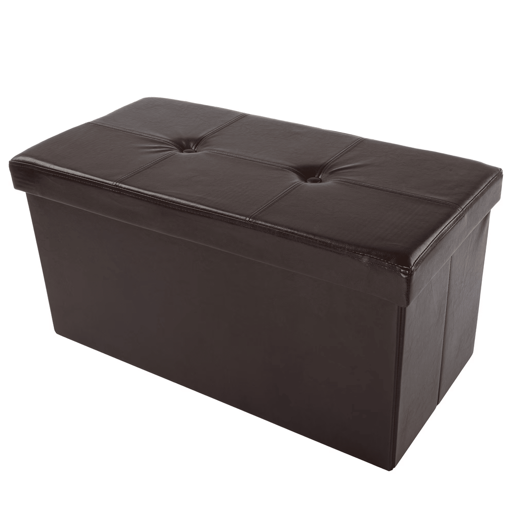 30-inch Faux Leather FoldingStorageOttoman with Removable Bin (Brown)