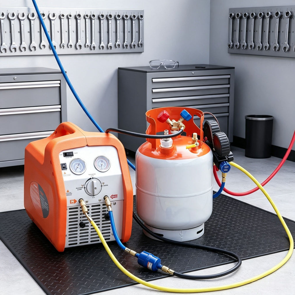 30 lb. Refrigerant Recovery Tank with Float Switch & to Adaptor(Only refrigerant recovery tank)