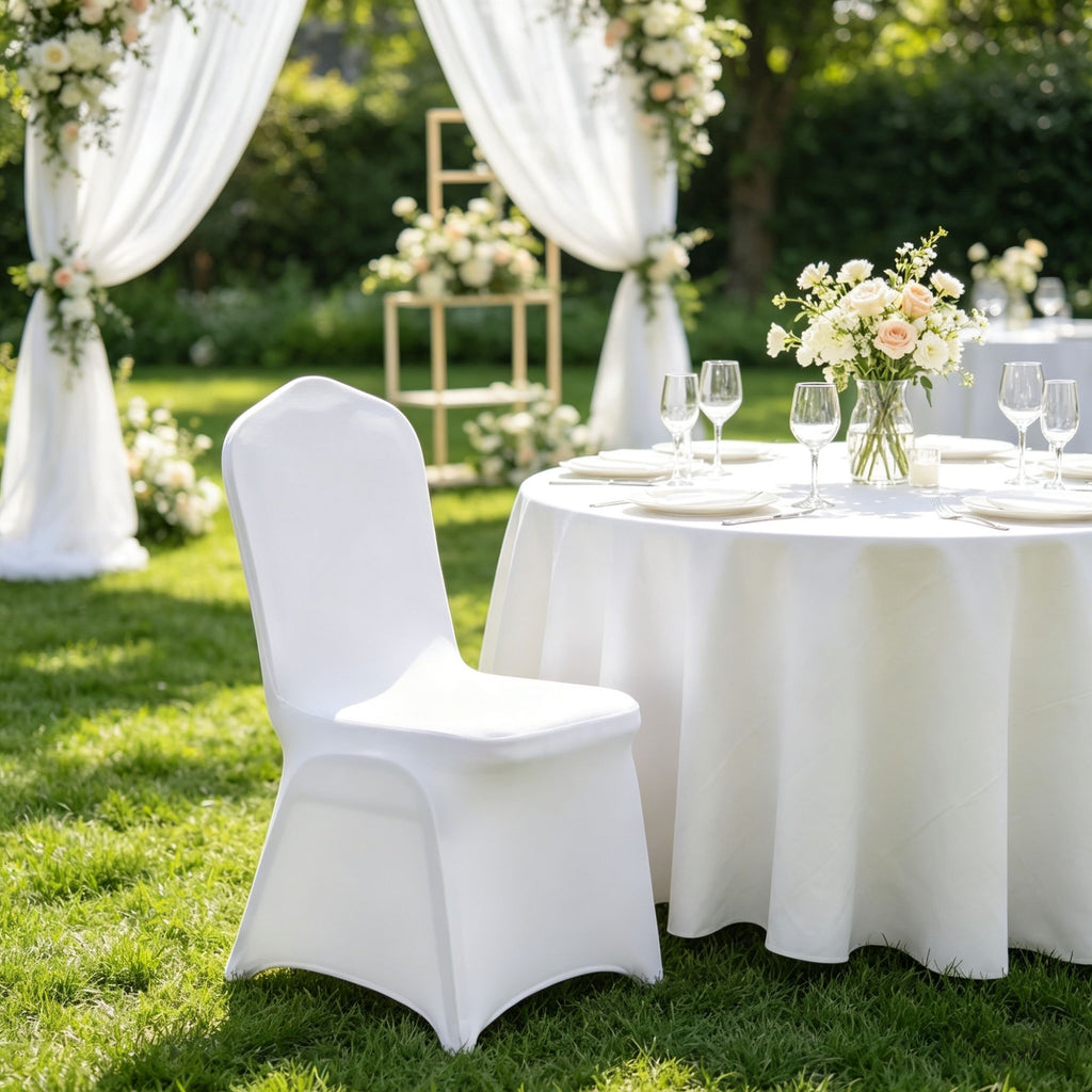 30-Pack Ivory White Stretch Spandex Folding Chair Covers, Universal Fitted Slipcovers, Removable & Washable, for Wedding, Banquet, Party & Dining(Excluding chairs)