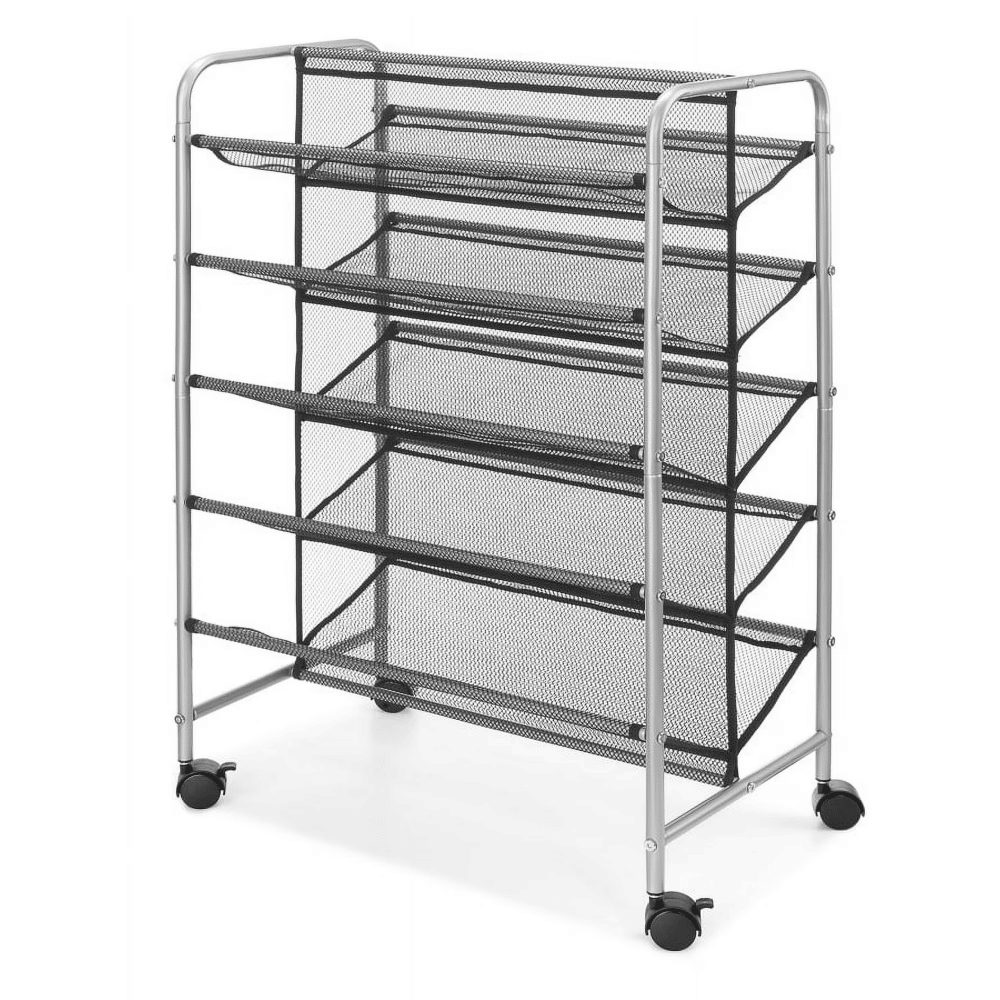30-Pair 5-Tier Metal Mesh Shoe Rack Organizer, Black