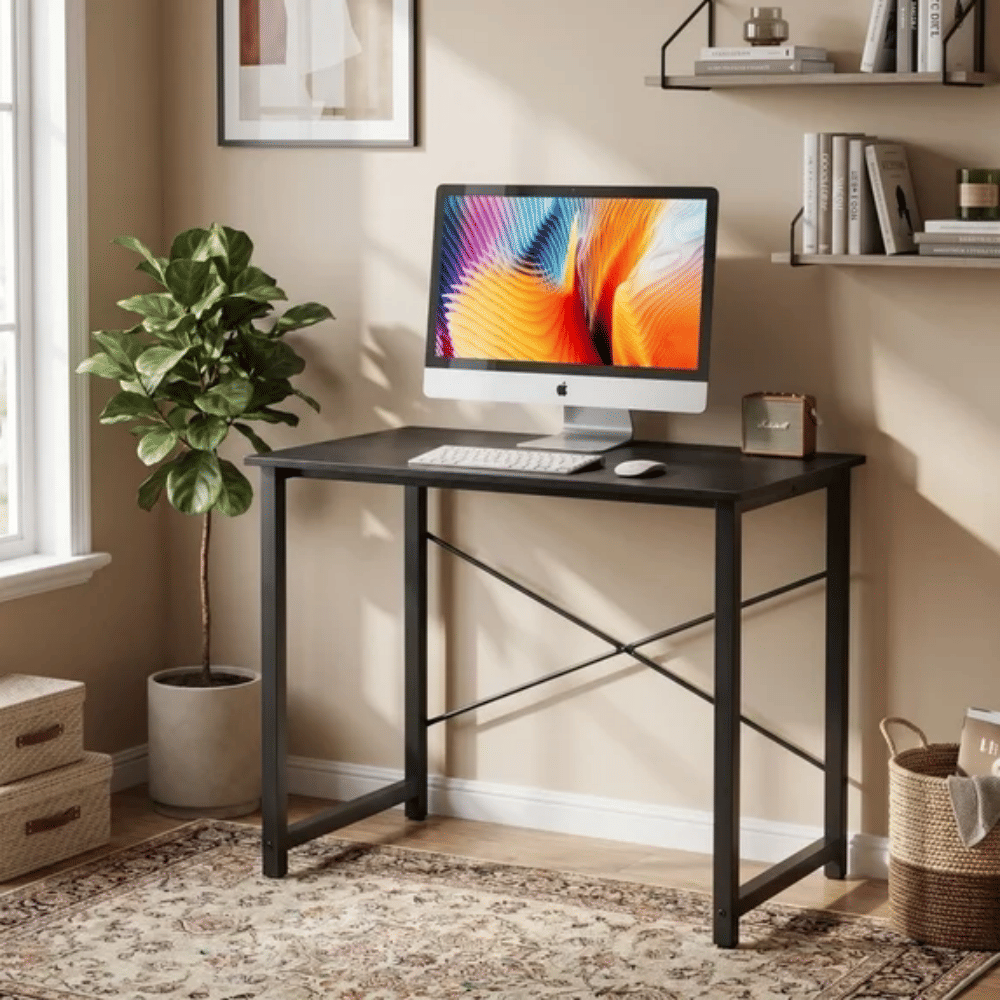 31" Computer Desk Gaming Table Home Office Writing Study Workstation with Sturdy Metal Frame, Black