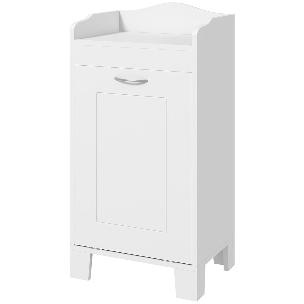 31" Tilt Out Laundry Hamper, Free Standing Bathroom Storage Cabinet, Home Organizer, White