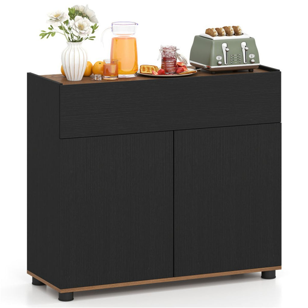 31.5" Kitchen Buffet Sideboard Cabinet with Push-to-Open Doors, Wood Storage Cabinet for Dining Room - Black