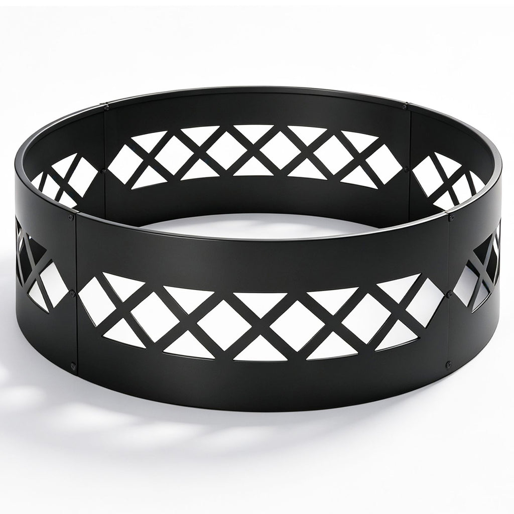 32in Fire Ring, Diamond Lattice Pattern, Round, Iron