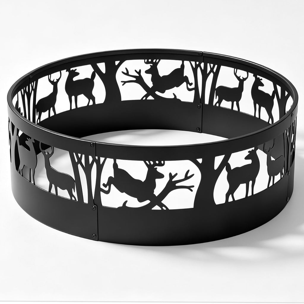 32in Fire Ring, Elk Pattern, Round, Iron