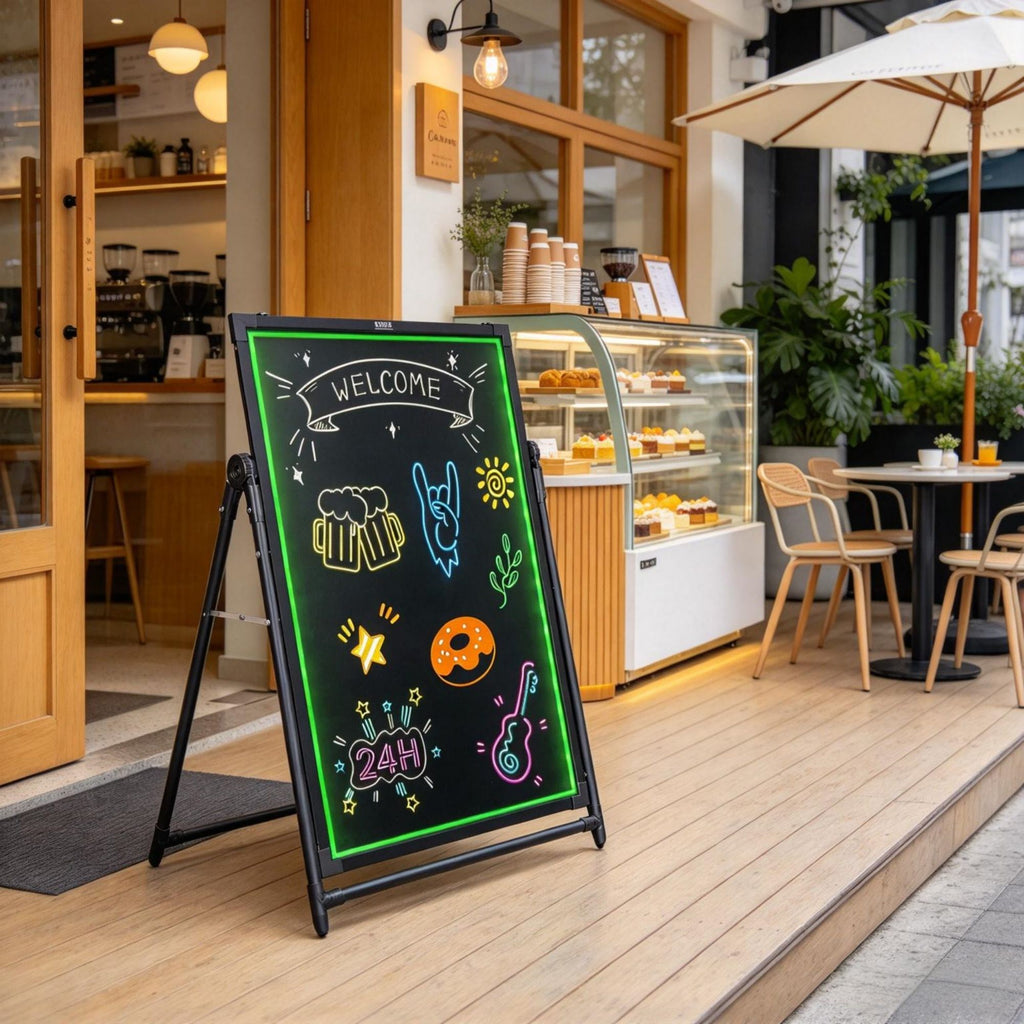 32"x24" LED Message Writing Board, Illuminated Erasable Lighted Chalkboard with Neon Effect, Menu Sign & Drawing Board with 8 Fluorescent Chalk Markers & Remote Control