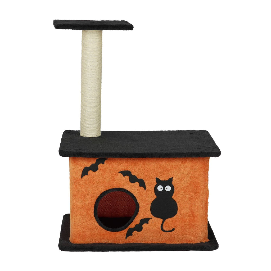 33" Halloween Cat Tree, Cat Tower Cat Tree for Indoor Cats with Spacious Cat Condo, Large Platform, Sisal Scratching Post, Orange & Black