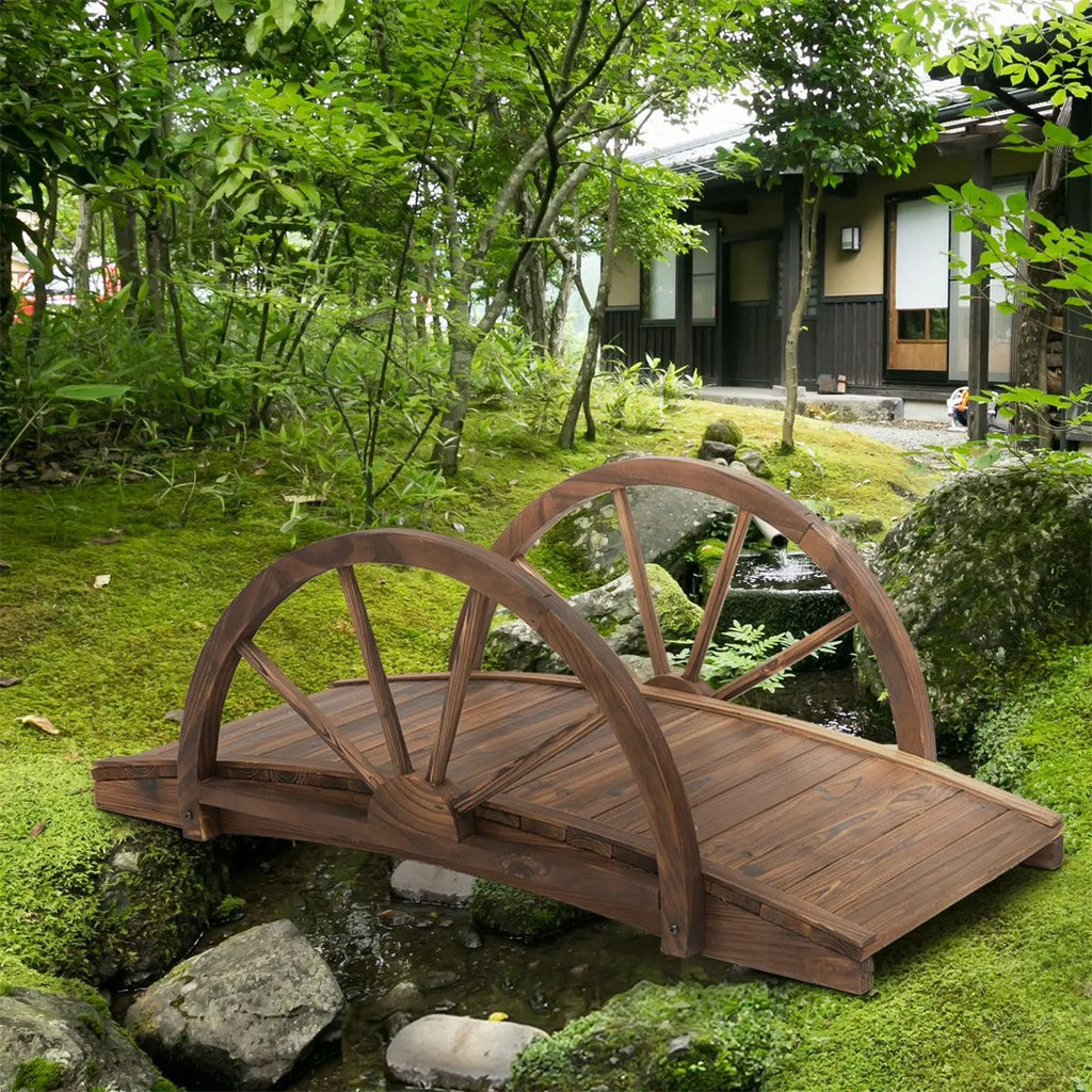 3.3ft Wooden Garden Bridge, Bridge Arc Footbridge