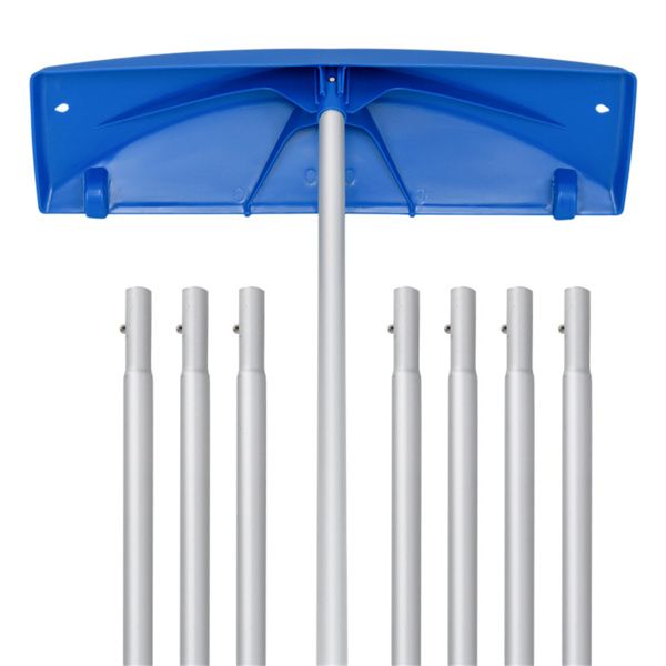 3.4-20ft Telescoping Snow Roof Rake - 24" Wide Blade, Aluminum Frame, Silver & Blue