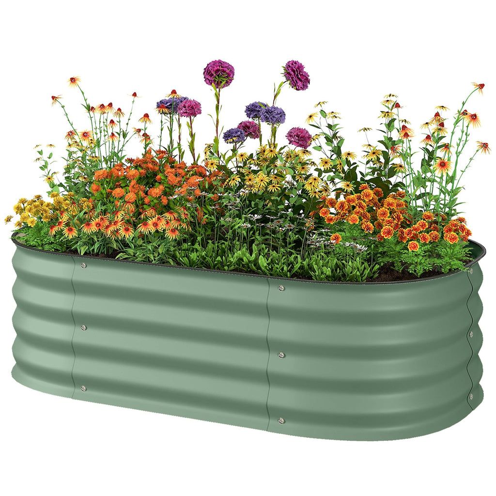 3.4' x 2' x 1' Galvanized Raised Garden Bed Kit, Metal Planter Box with Safety Edging, Green