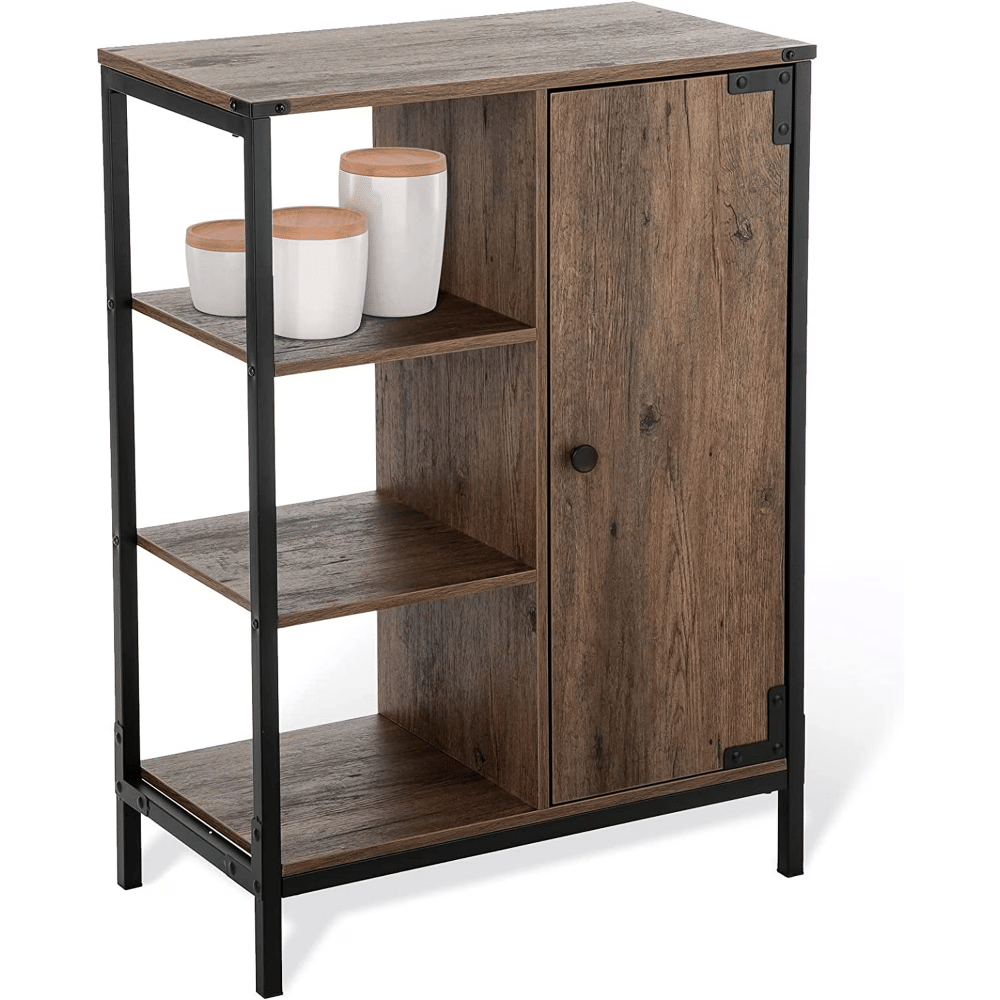 34"H x 24 W x 13"D Bathroom Cabinet with Steel Frame, 3 Shelves, Brown