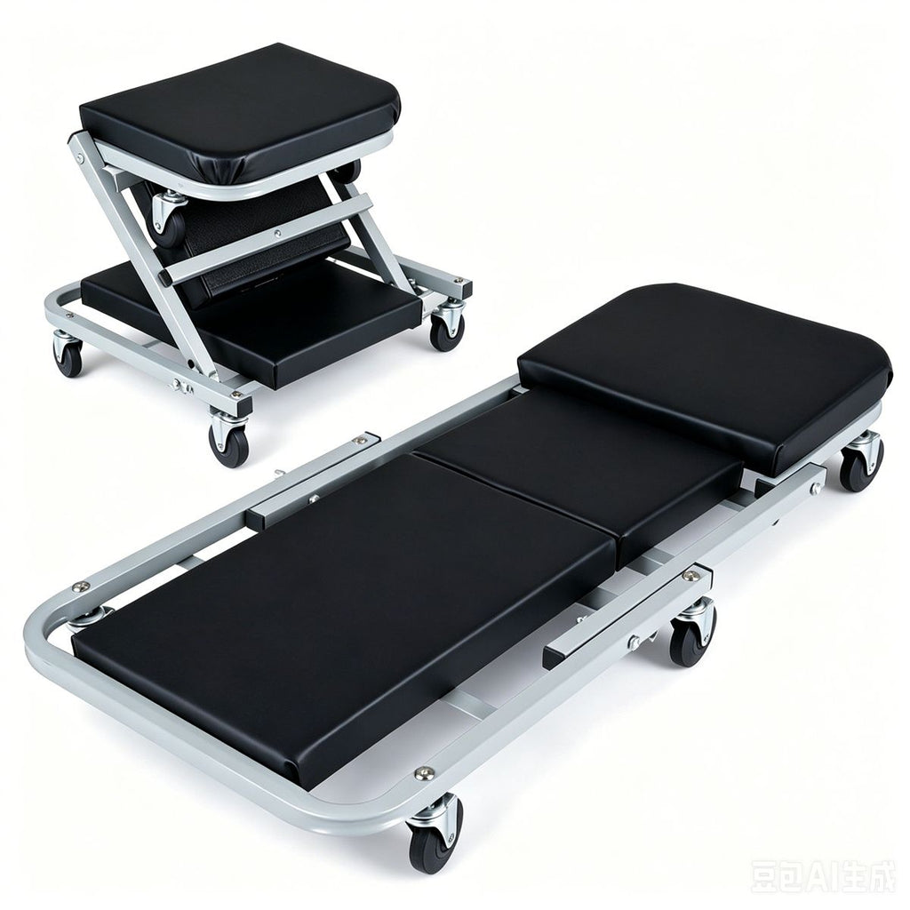 36" 2-in-1 Mechanic Creeper Seat with 360 Swivel Casters, Heavy Duty Metal Frame Auto Repair Rolling Stool with 1.5" Thick Oil-Proof Cushion for Garage Car Maintenance