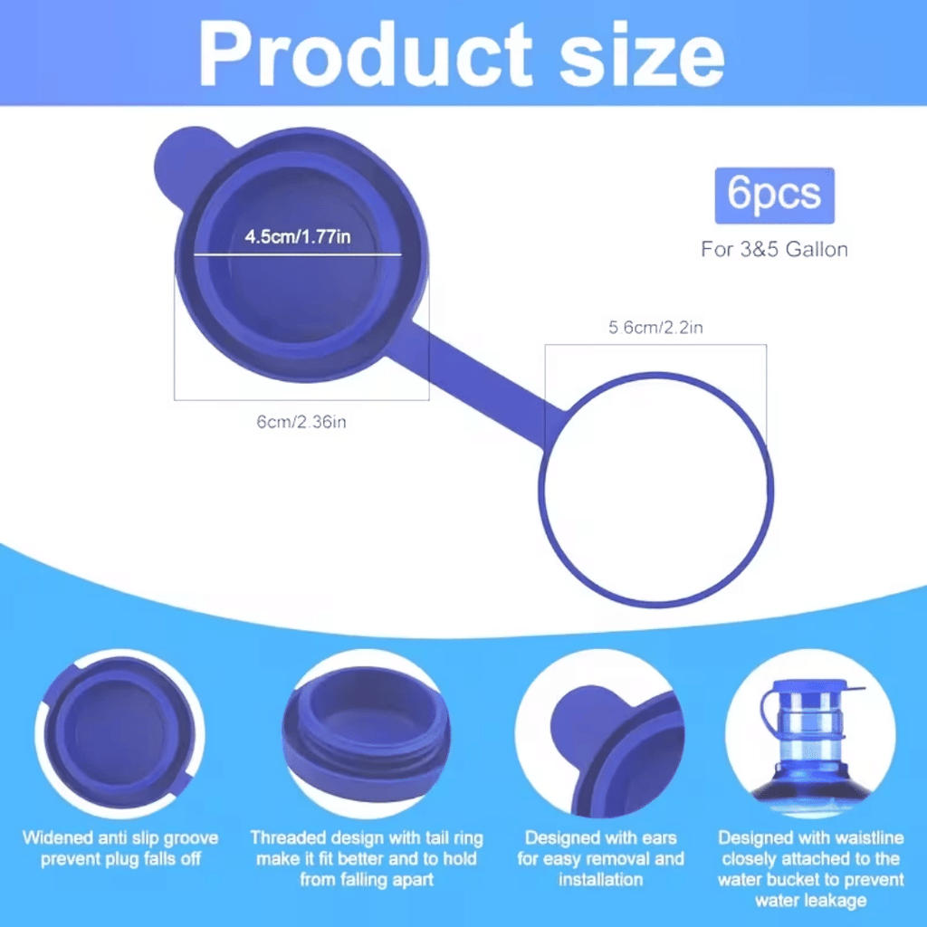 [3/6] 3 and 5-gallon water bottle caps, upgraded reusable replacement caps, leak proof caps for 55mm water bottles