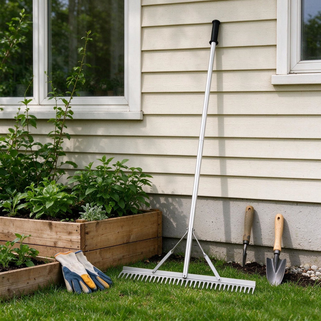 36" Head Landscape Rake with 75" Handle, Dual-Purpose Lake Weed Rake for Garden Soil & Pond Weeding