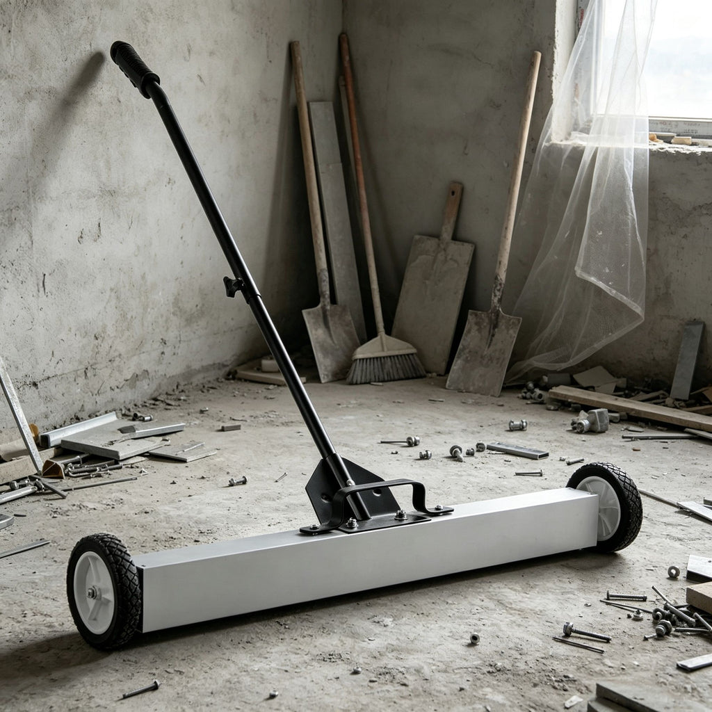 36-Inch Magnetic Sweeper with Wheels, 55 lbs Telescoping Pickup Tool for Nails & Screws in Garage & Yard