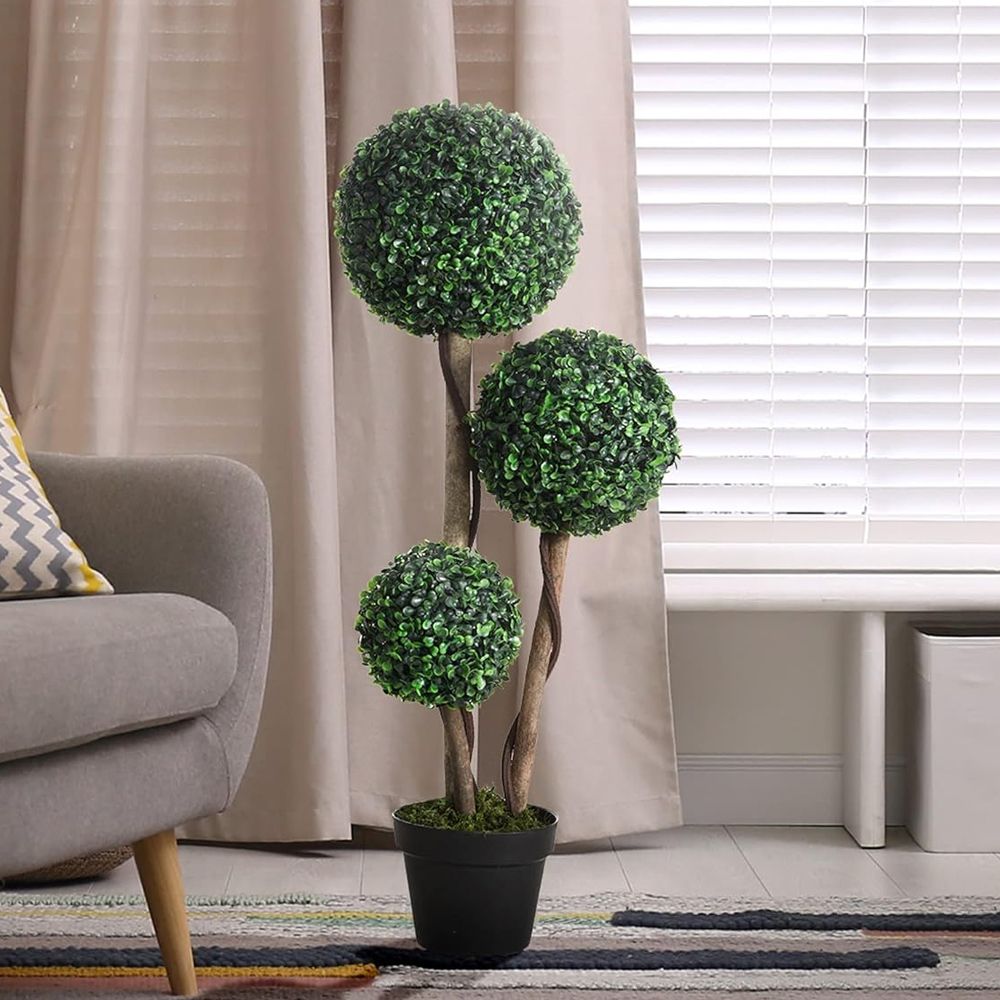 36 Inch Tall Artificial Boxwood Topiary Tree in Pot