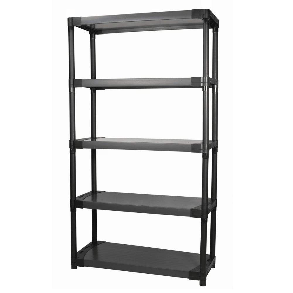 36" Plastic Resin 5-tier Shelving Unit 1,000 lbs Total Capacity