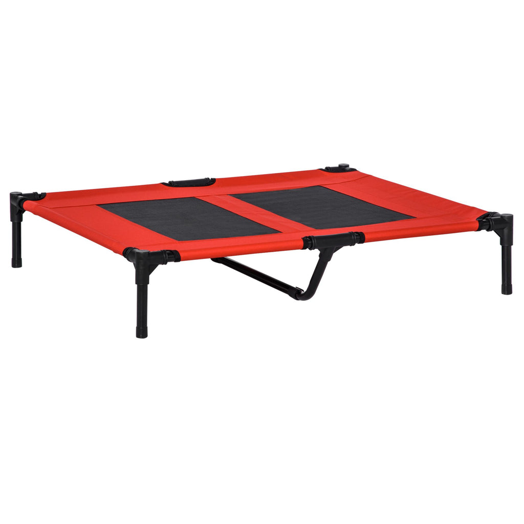 36" x 30" Elevated Cooling Dog Cot Pet Bed with Mesh Ventilation for Summer Comfort Red