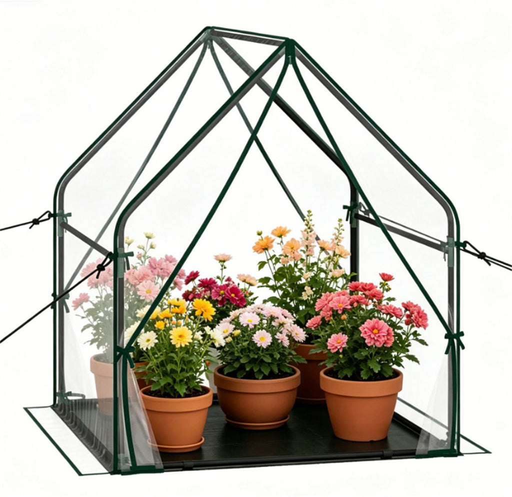 36" x 36" x 43" Mini Outdoor Greenhouse with Detachable PE Bottom Mat, HeavyDuty Metal Frame Small Grow Tent with Wind Ropes & Ground Stakes for Garden Balcony Patio