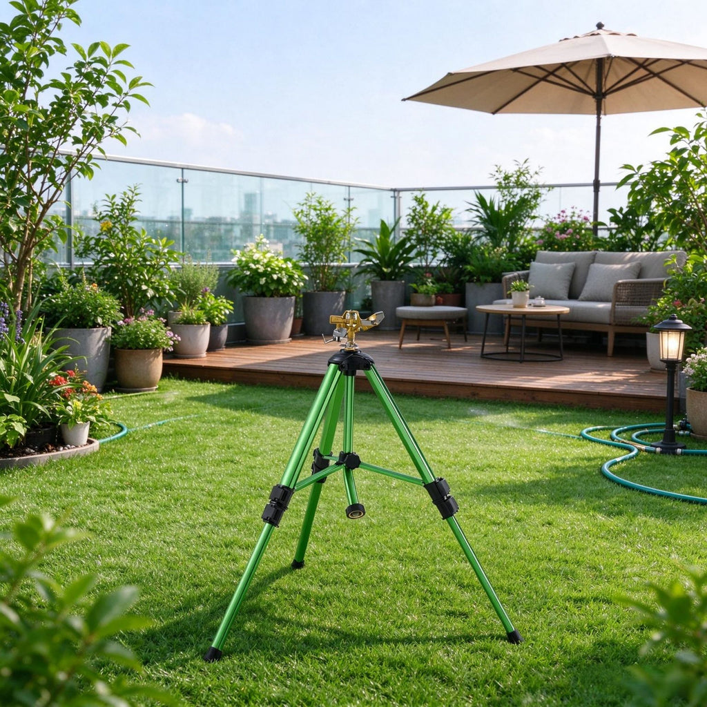360 Degree Large Area Impact Sprinkler, Tripod Base Irrigation Sprinkler for Lawn, Garden & Yard