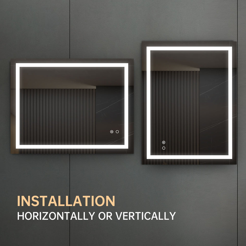36'*28' LED Lighted Bathroom Wall Mounted Mirror with High Lumen+Anti-Fog Separately Control+Dimmer Function