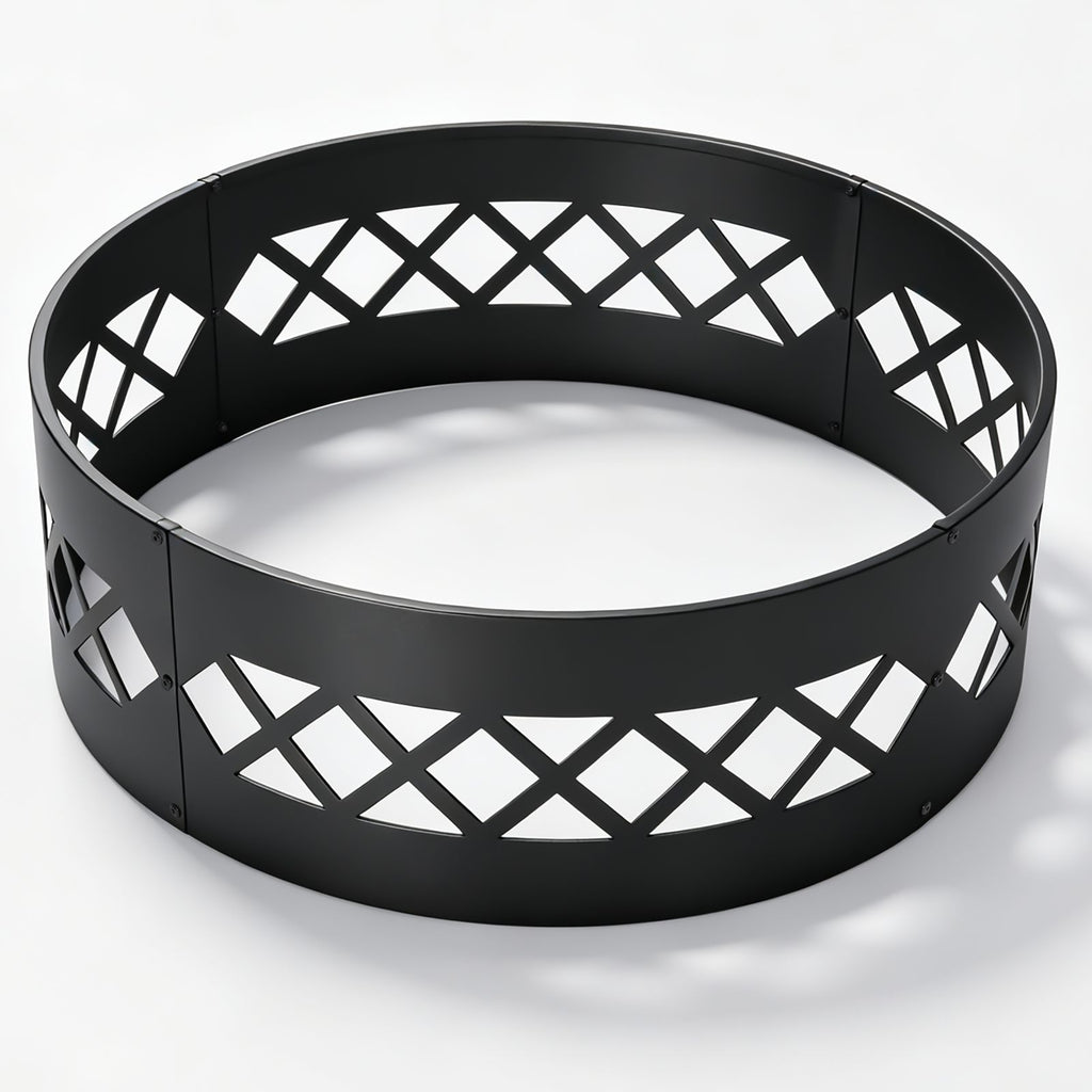 36in Fire Ring, Diamond Lattice Pattern, Round, Iron