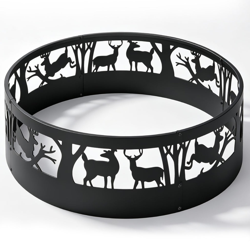 36in Fire Ring, Elk Pattern, Round, Iron