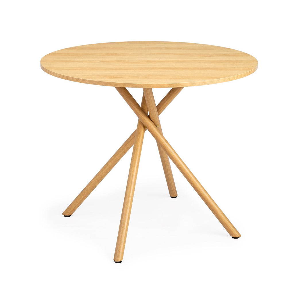 37.4 Inch Round Dining Table for 4-6 People, Cross X Metal Leg Kitchen Dinner Table with Adjustable Foot Pads, Easy Assembly Small Space Dining Room Table, Natural Wood Tone