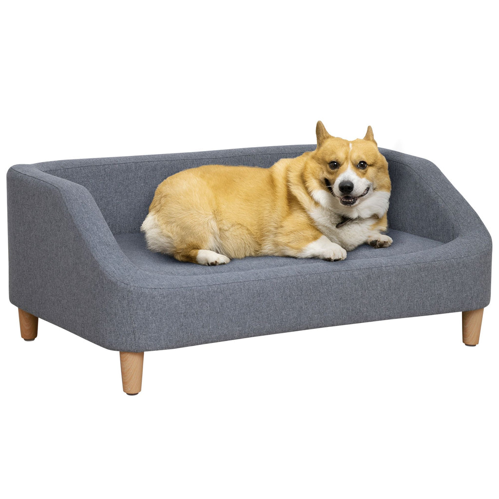 38" Dog Sofa for Medium Large Dogs, Dog Couch w/Removable Cushion, Washable Cover, Anti-slip Feet, for Dogs Up to 55 lbs - Gray