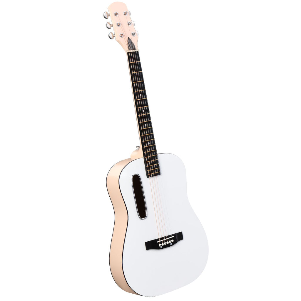 38 Inch Acoustic Guitar for Beginners, H Body Shape, Basswood Folk Guitar in Cream White, 6-String Student Guitar with Case, Picks and Strap