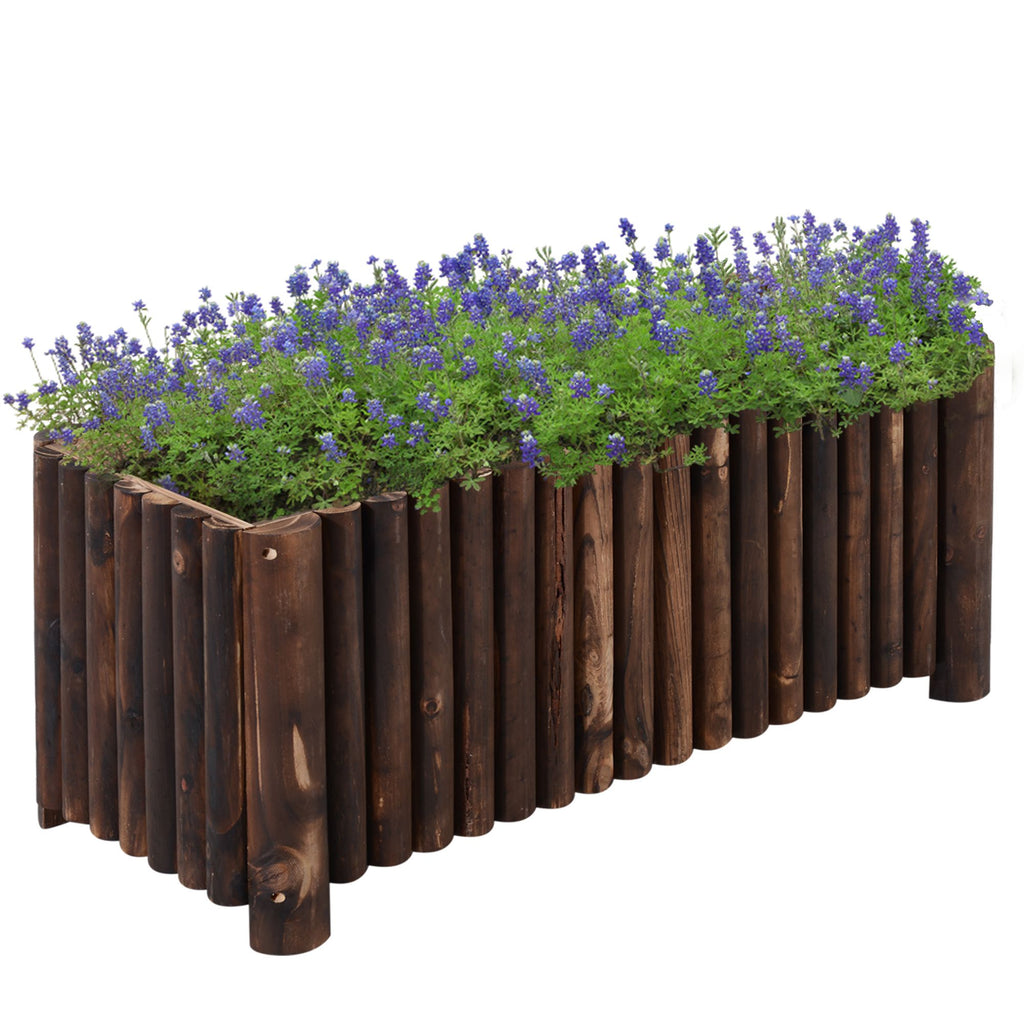 39" x 16" x 16" Wooden Raised Bed Garden Flower Planter Box for Vegetables and Herbs with 4 Drainage Holes Rustic Column Edge