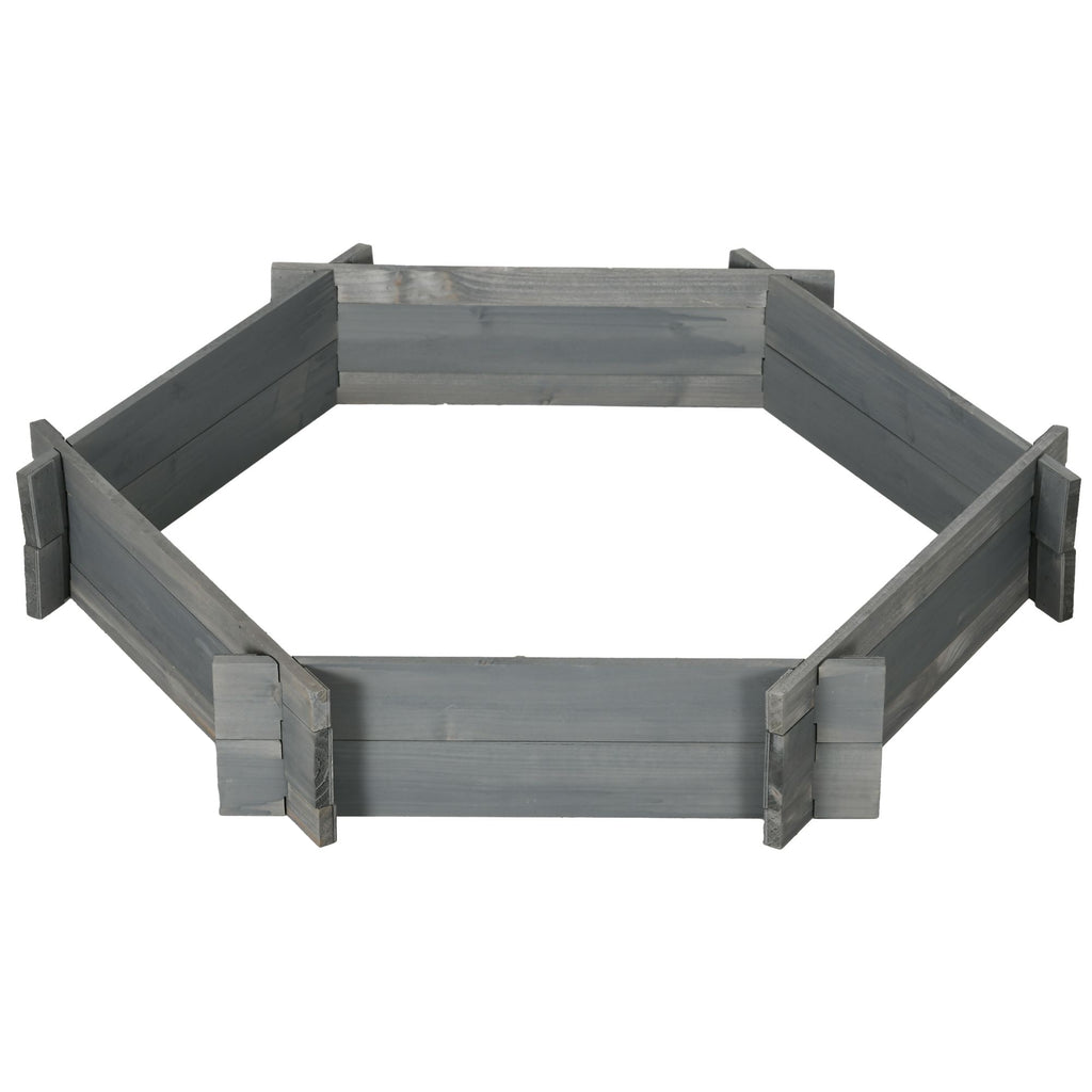 39" x 36" Screwless Raised Garden Bed, Hexagon Planter Box for Outdoor Plants, Vegetables, Flowers, Herbs, Gray