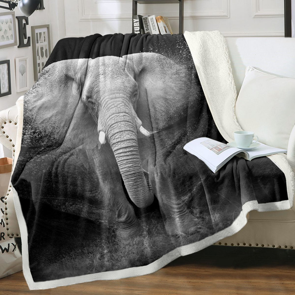 3D Elephant Printed Sherpa Fleece Blanket for Couch Sofa Bed Soft Cozy Fuzzy Black Galaxy Elephant Gifts for Women Adults 130X150cm(temu can only be self-picked up)