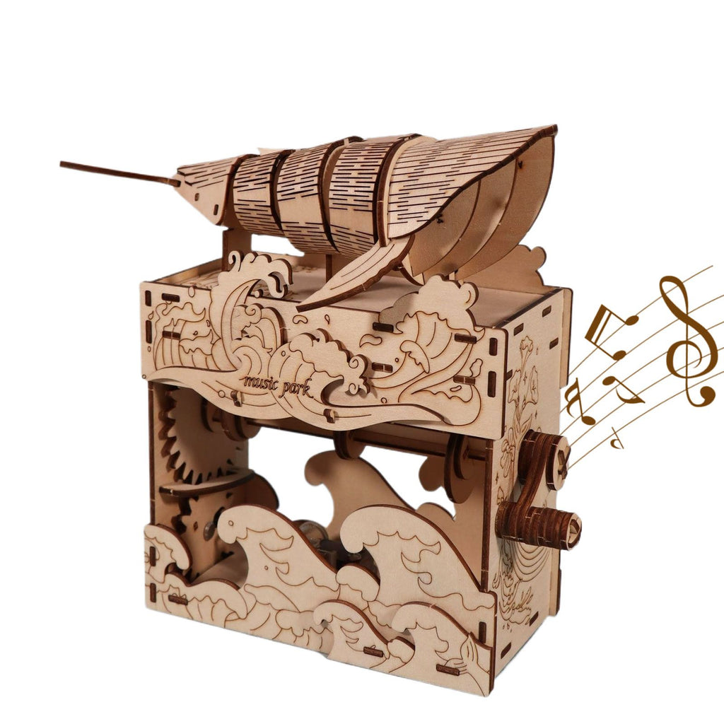 3d wooden puzzle Hand Whale music box Handmade Assembly Model kit Holidays birthdays Christmas gifts