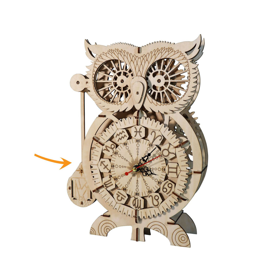 3D Wooden Puzzle Owl Clock Model Kits To Build Wooden Construction Handmade Craft Unique Christmas Gift