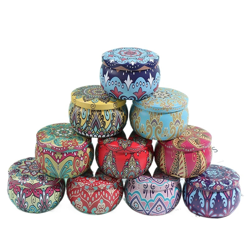 Small Tin Box Container Tea Coffee Tins Flower Pattern Food Storage Box  Sweetmeats Candies Tin Portable Aromatherapy Candle Jar