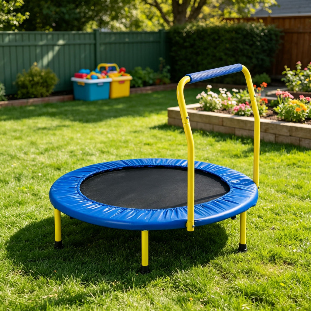 3FT Foldable Kids Trampoline with Foam Handle, 36" Indoor/Outdoor Mini Trampoline